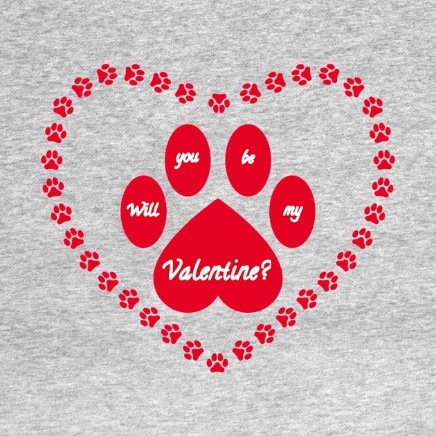 Red Valentine Heart Shaped Animal Paw by Designs_by_KC